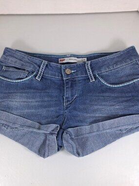 Levi’s Shorty Shorts Women’s Size 5 Blue Stretch Denim Cuffed Jean Shorts